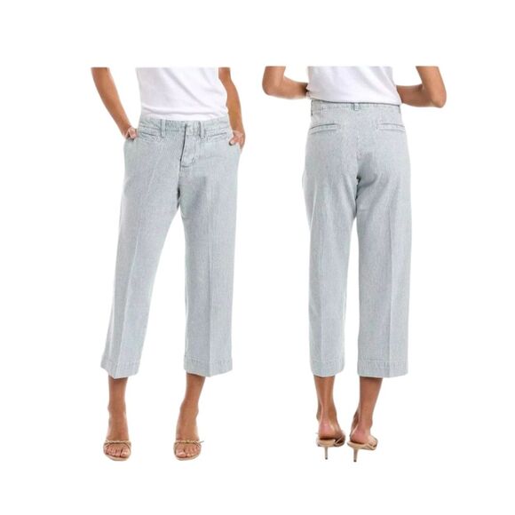 FRAME Le Tomboy Light Wash White Striped Cropped Straight Leg Denim Jeans 29 - Picture 1 of 8